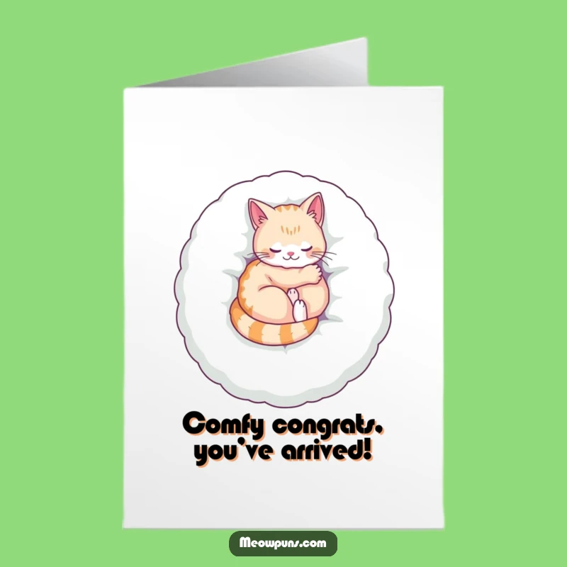 Free Printable Congrats Card: Cozy Cat, Relaxed Achievement, Downloadable Gift
