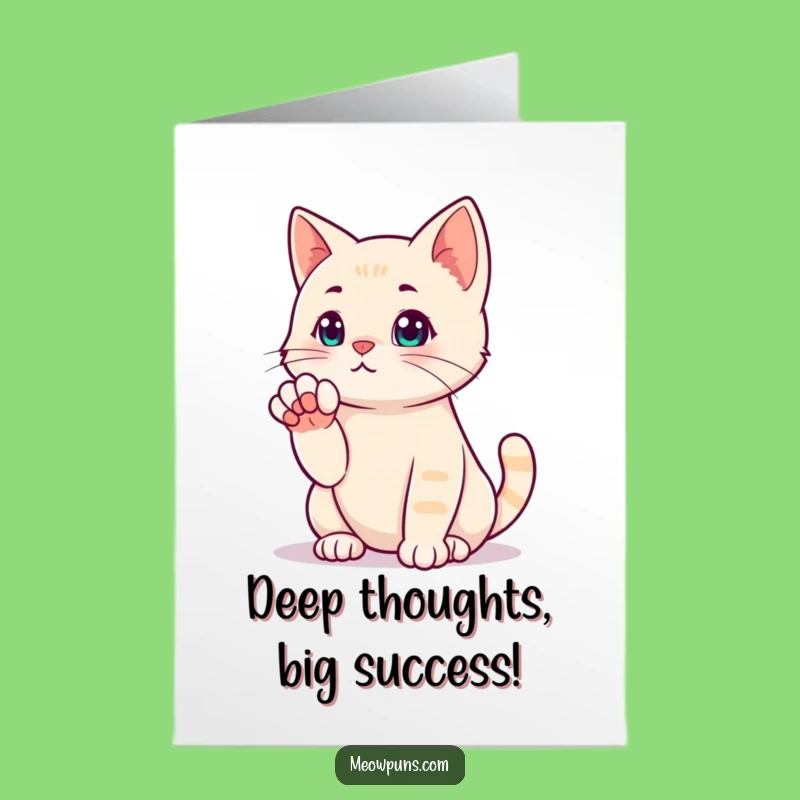 Free Printable Congrats Card: Pondering Cat, Humorous Downloadable Gift for Deep Decisions