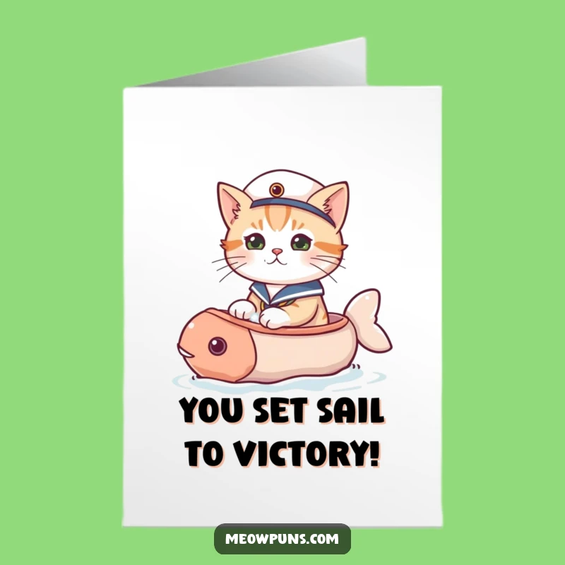 Free Printable Congrats Card: Sailor Cat Charts Course, Nautical Downloadable
