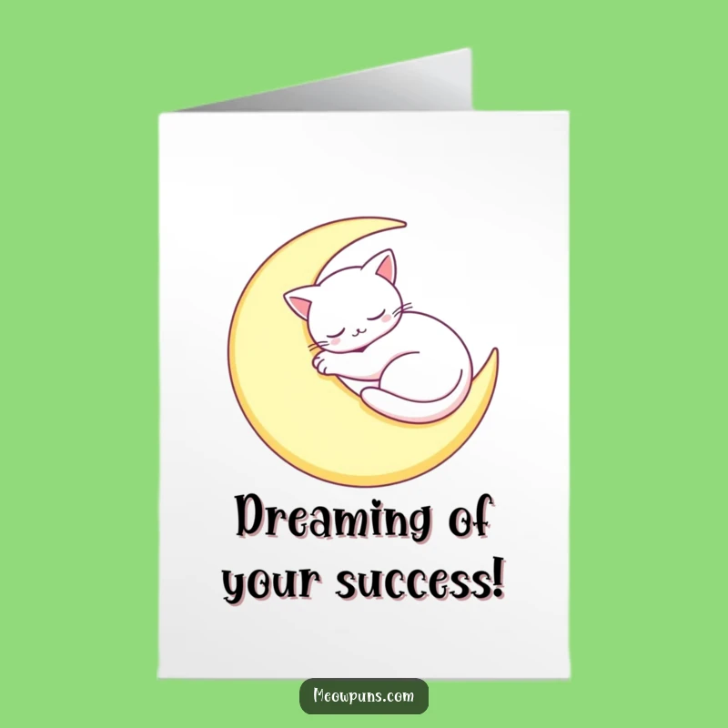 Free Printable Sleepy Cat Moon Congrats Card: Peaceful Feline Downloadable