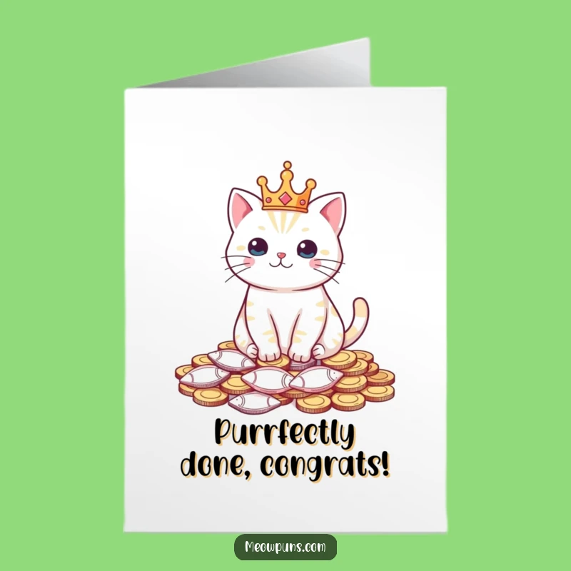Free Printable Congrats Card: Royal Cat Character Funny Downloadable Gift