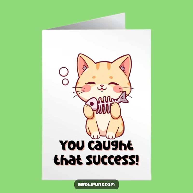 Free Printable Congrats Card: Hilarious Cat Fish Dream, Ideal DIY Downloadable Gift