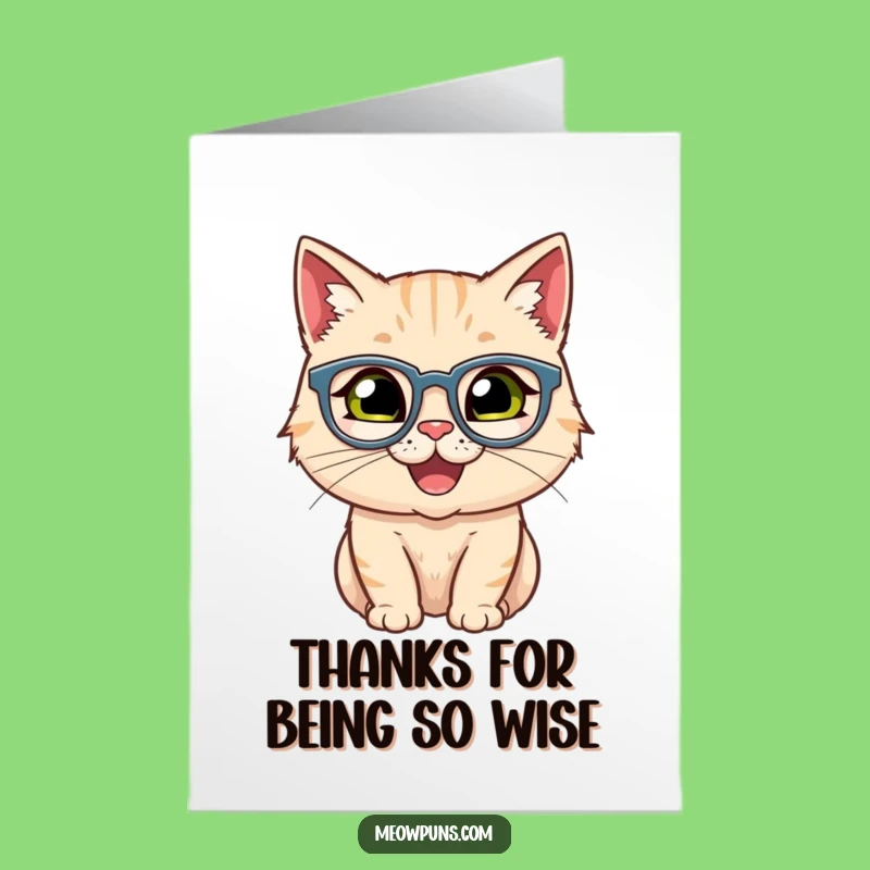 Free Printable Thank You Card: Cat Spectacles Humor, Downloadable Gift
