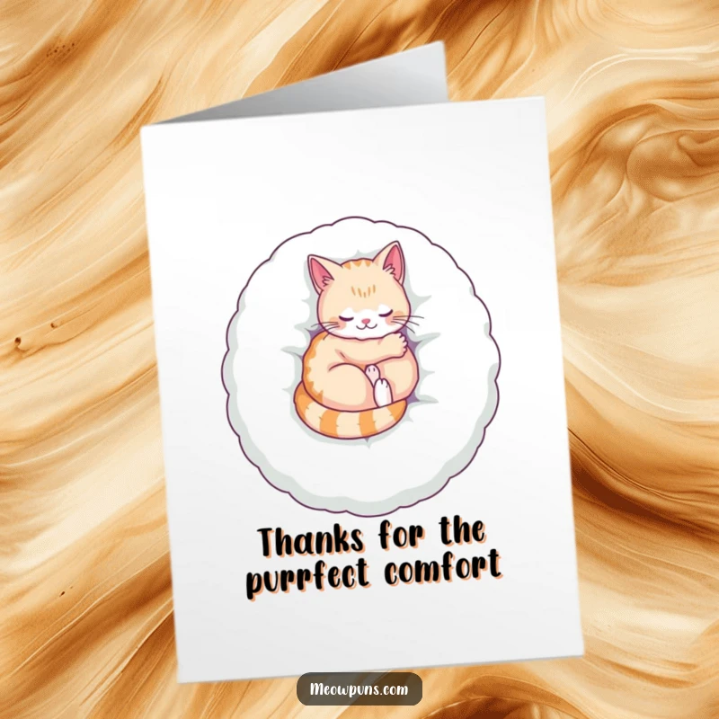 Funny Free Printable Thank You Card: Cat napping on a large letter, a cozy way to express gratitude, downloadable art.