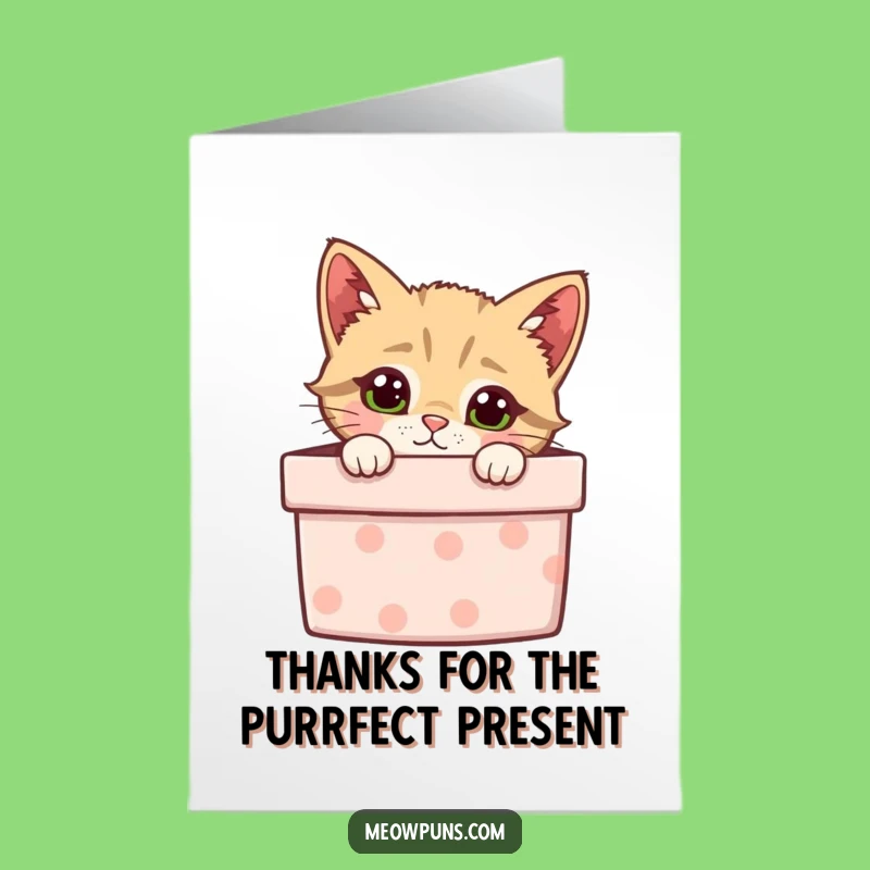 Free Printable Thank You Card: Curious Cat Gift Box Humor, Downloadable