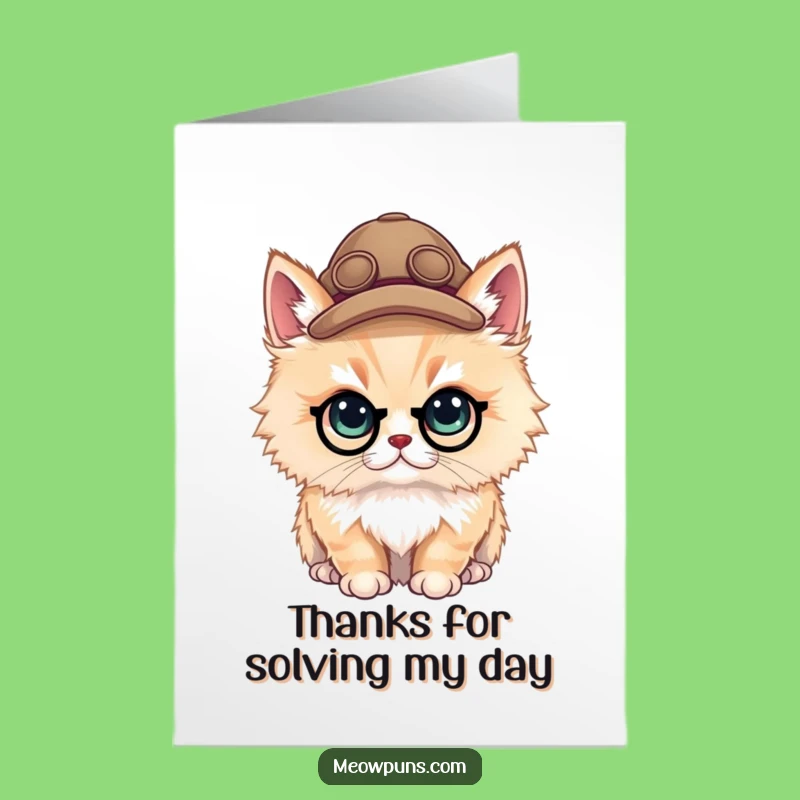 Free Printable Thank You Card: Detective Cat Says Thanks - Funny Downloadable