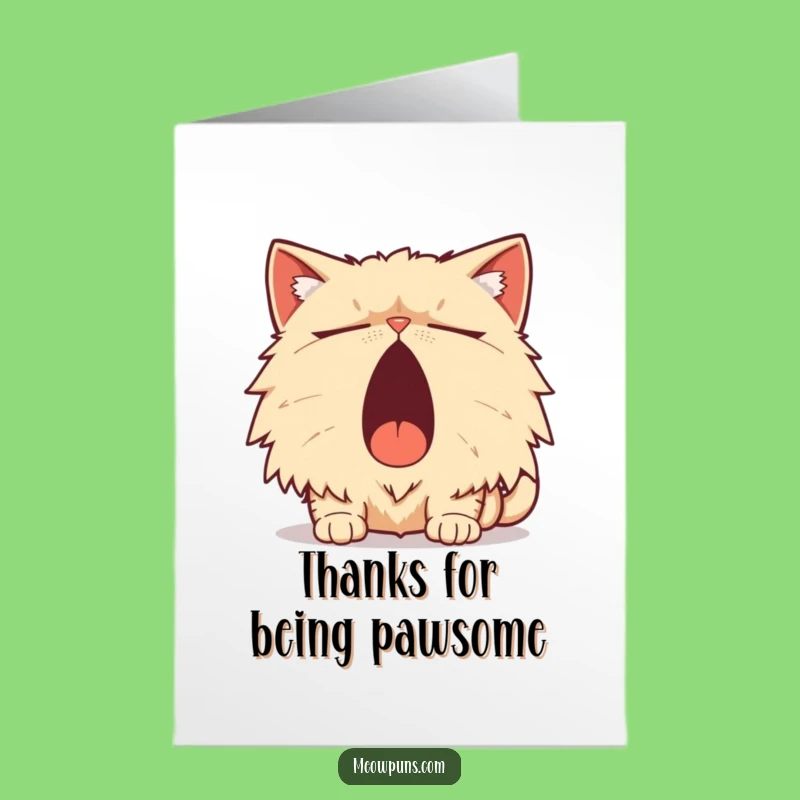 Free Printable Thank You Card: Persian Cat Pun, Relaxed Downloadable Gift