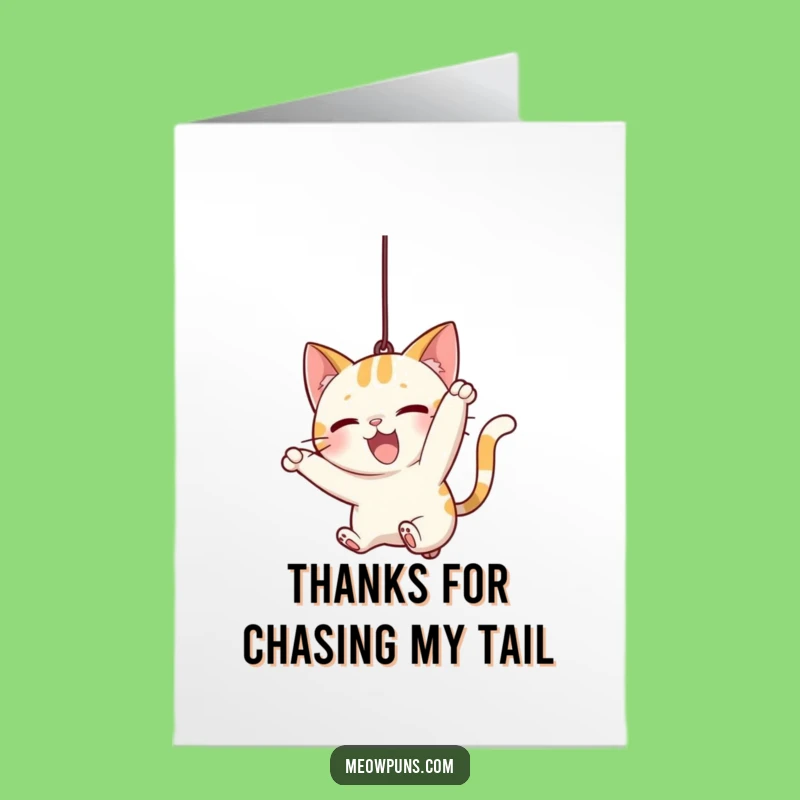Free Printable Thank You Card: Playful Cat Pounce - Catch Your Gratitude Gift