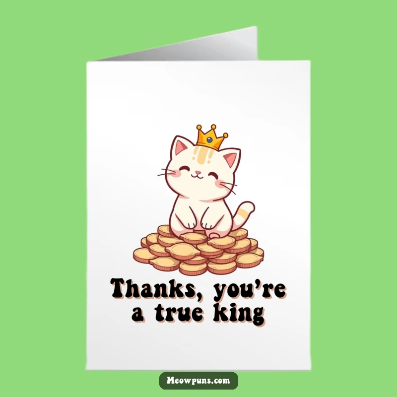 Free Printable Thank You Card: Royal Cat King, Generous Thanks, Downloadable Gift