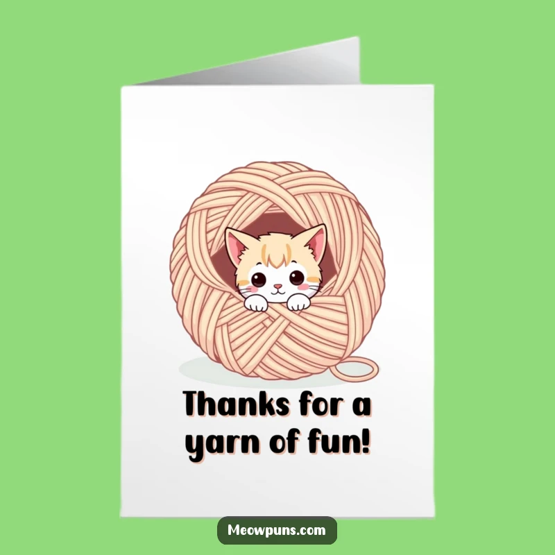 Free Printable Thank You Card: Cat Yarn Character Funny Gratitude Downloadable
