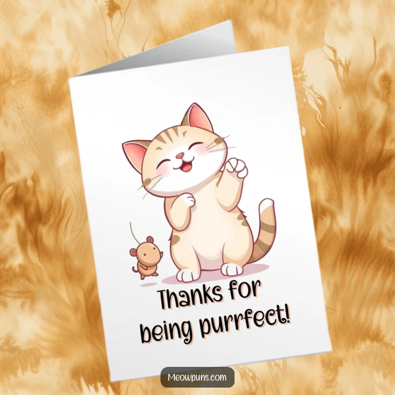 Funny Free Printable Thank You Card: Cat playing with string, adorable and humorous downloadable thank you.