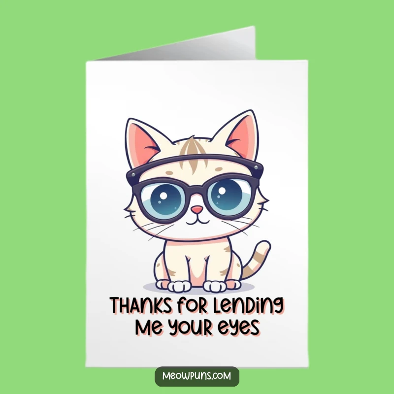 Free Printable Thank You Card: Scholarly Cat in Glasses, Thoughtful Downloadable Gift