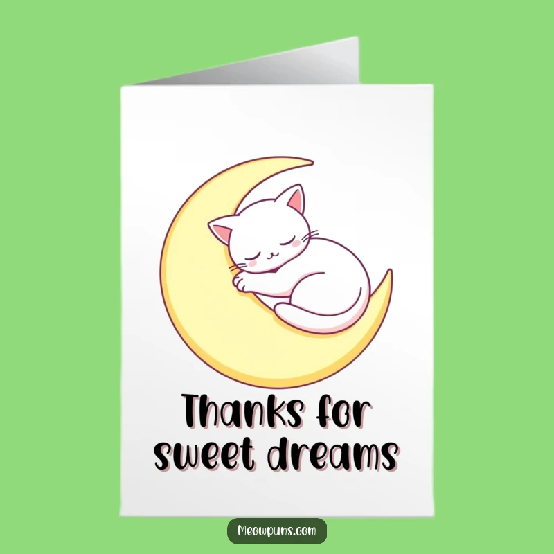 Free Printable Sleepy Cat Moon Thank You Card: Grateful Feline Downloadable