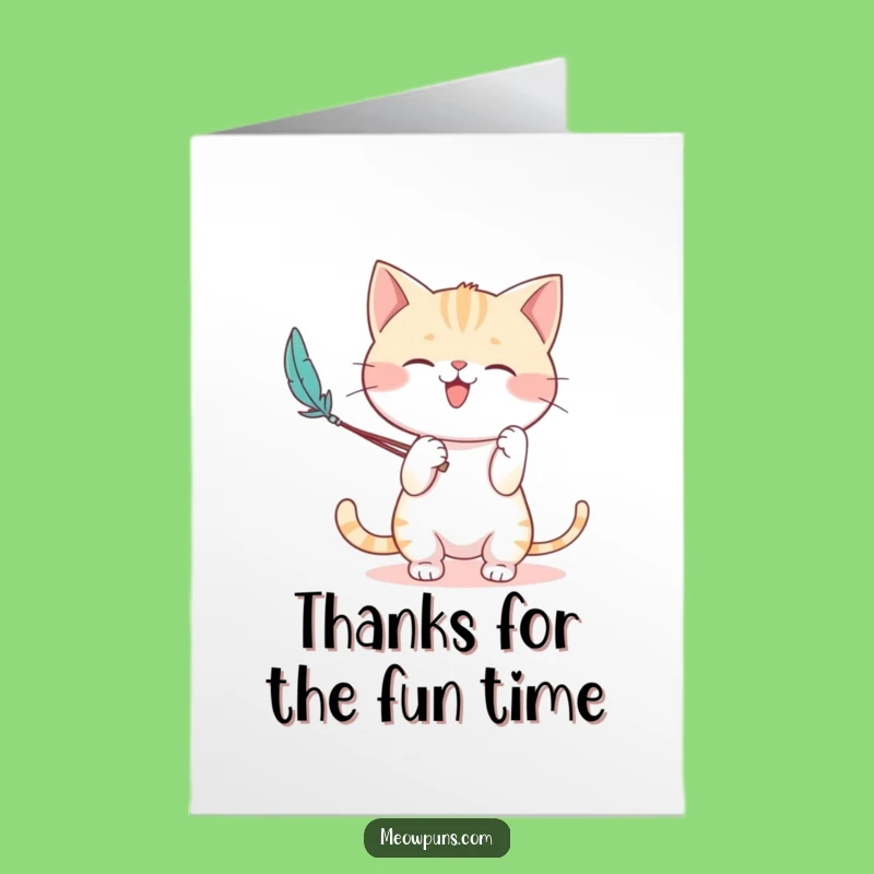 Free Printable Thank You Card: Playful Cat Character Funny Downloadable Gift