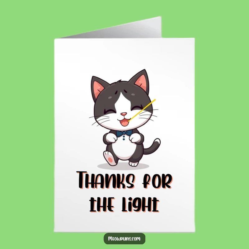 Free Printable Thank You Card: Tuxedo Cat Laser, Attentive Downloadable Gift