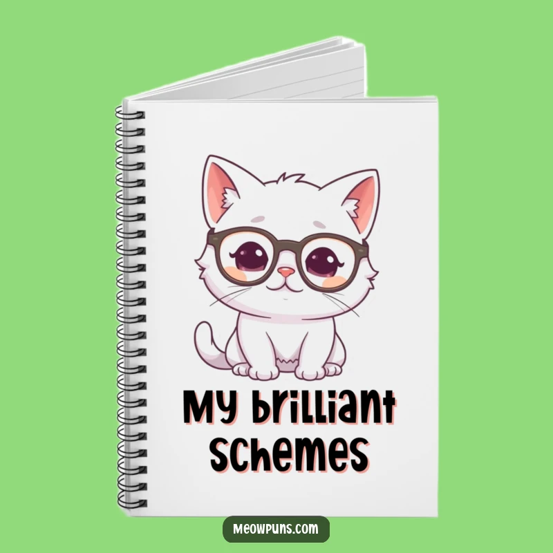 Funny Cat Journal: White Cat Glasses, Lined Notebook, Intellectual Gift