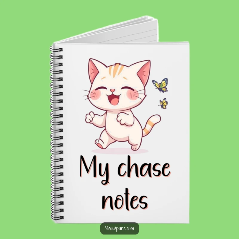 Funny Cat Butterfly Chase Notebook - Capture Your Joyful Thoughts!