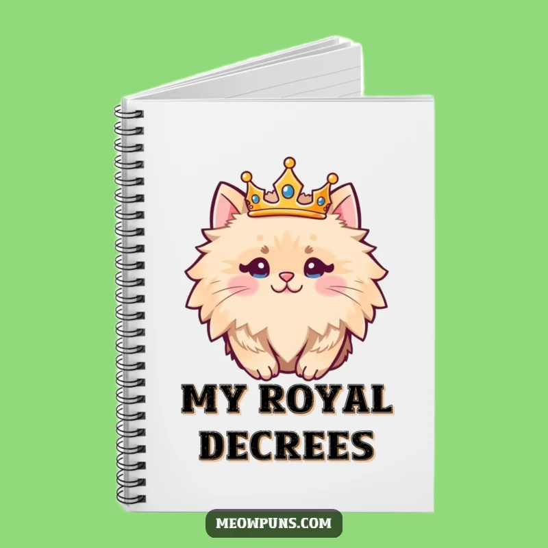 Funny Fluffy Cat King Notebook Jot Down Royal Decrees