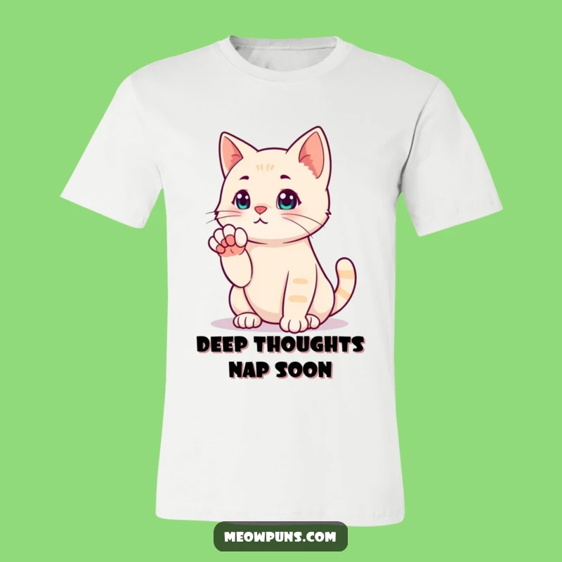 Funny Cat Thinking Pose T-Shirt: Deep Feline Thoughts for Comfort