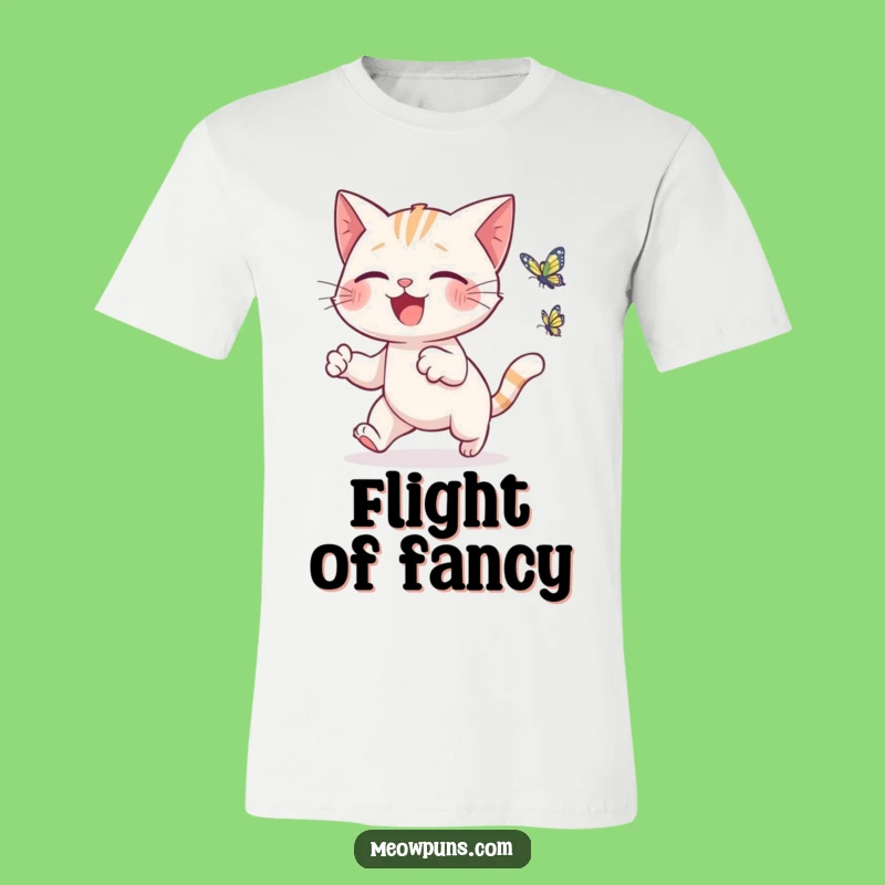 Funny Cat Butterfly Chase T-Shirt - Express Pure Joy!