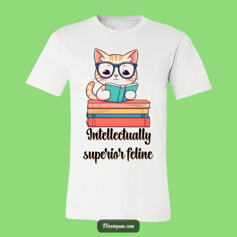 Funny Bookworm Cat T-Shirt - Hilarious Literary Feline Apparel Gift