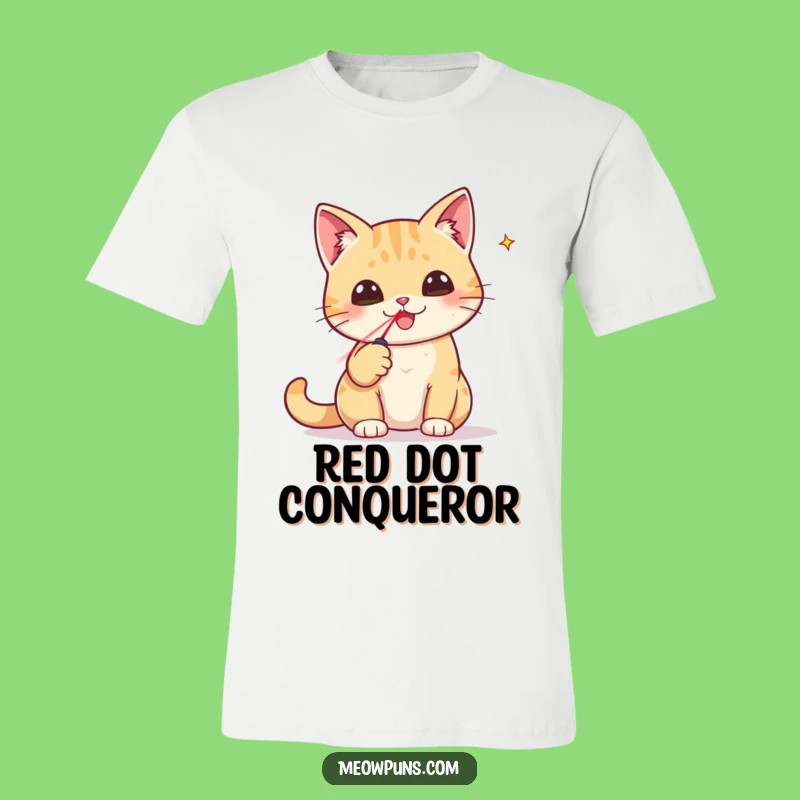 Funny Cat Laser Pointer T-Shirt: Triumphant Feline Hunter Tee