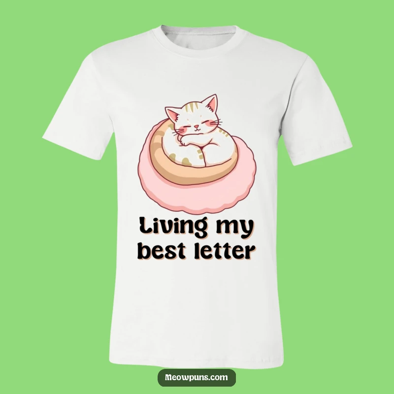 Funny Cozy Cat Letter T-Shirt: Comfortable Feline Relaxation for a Casual Outfit
