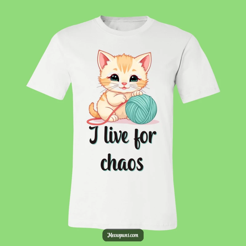 Funny Kitten Playing Yarn T-Shirt - Cute & Hilarious Pet Apparel Gift