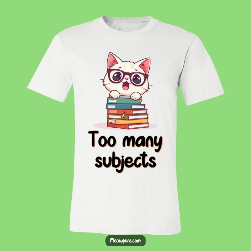 Funny Surprised Cat Glasses T-Shirt: Wear Your Academic Mishap