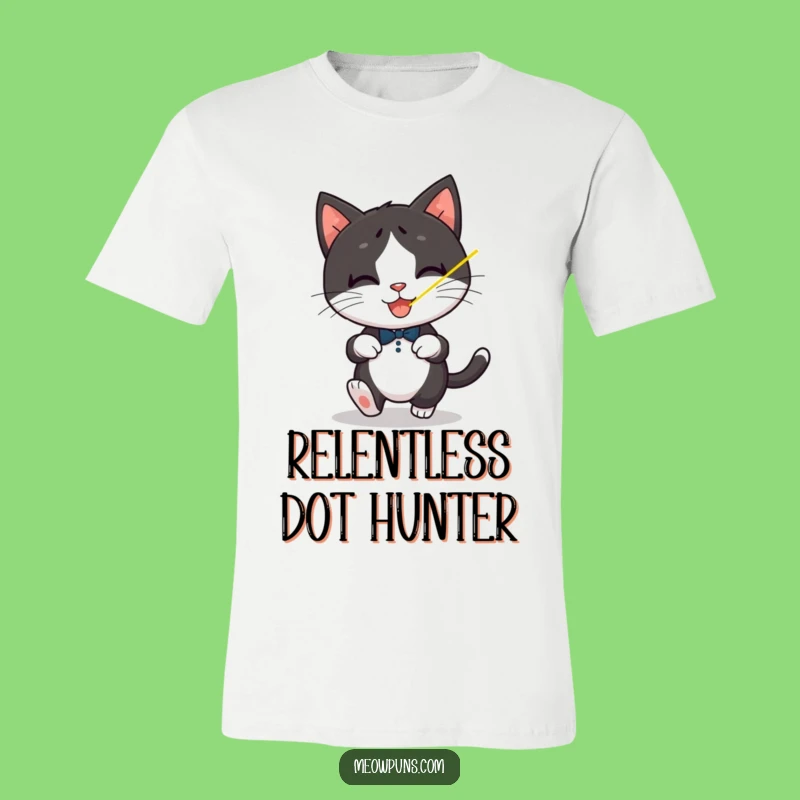 Funny Tuxedo Cat Laser Chase T-Shirt: Playful Humor for Cat Fans