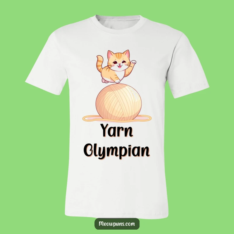 Funny Cat Yarn Leap T-Shirt: Epic Feline Action Tee for Humor Lovers