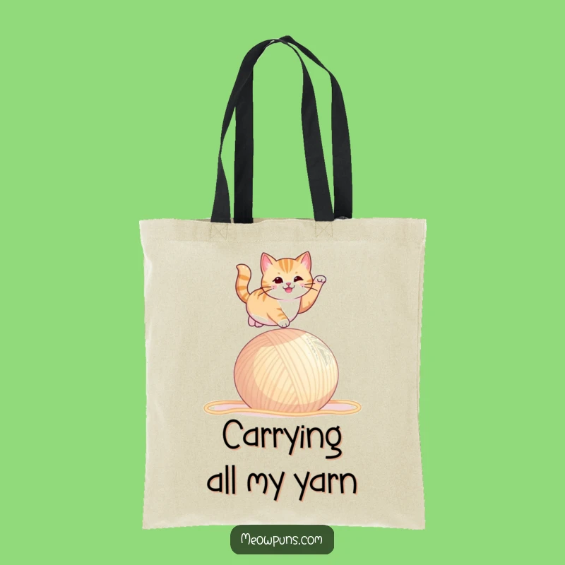 Funny Cat Yarn Leap Tote Bag: Carry Your Playfulness Everywhere
