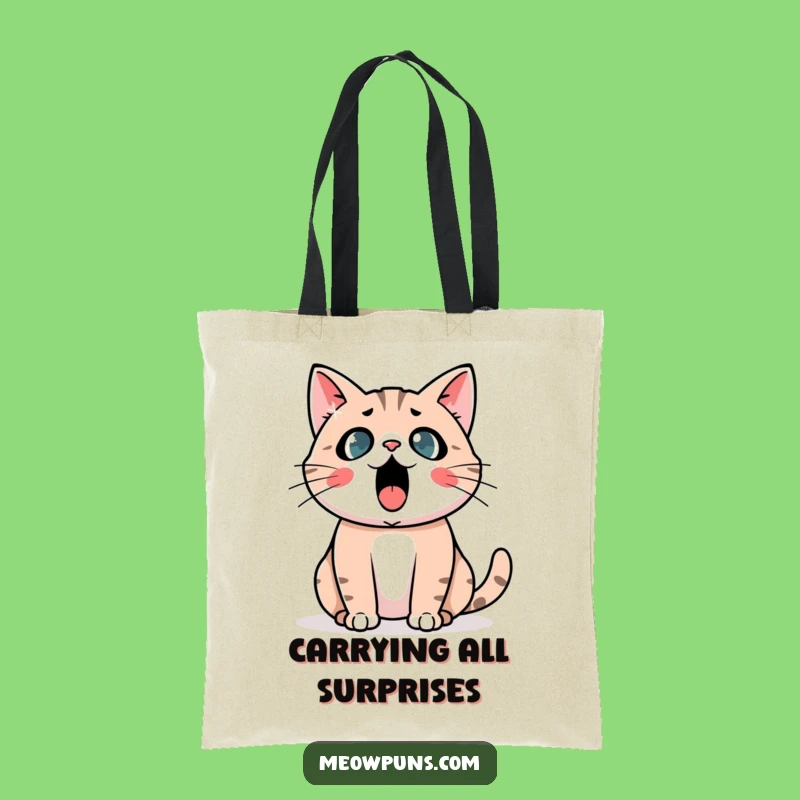Funny Astonished Cat Tote Bag: Carry Your Shock with This Surprised Feline!