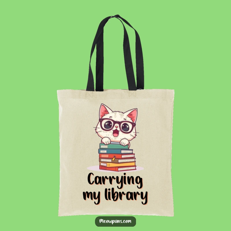 Funny Surprised Cat Glasses Tote Bag: Carry Your Scholarly Adventures
