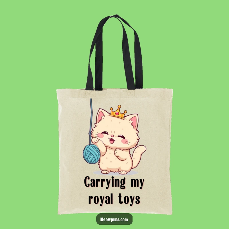 Funny Royal Cat Crown Tote Bag: Carry Your Laughs with Yarn-Loving Style