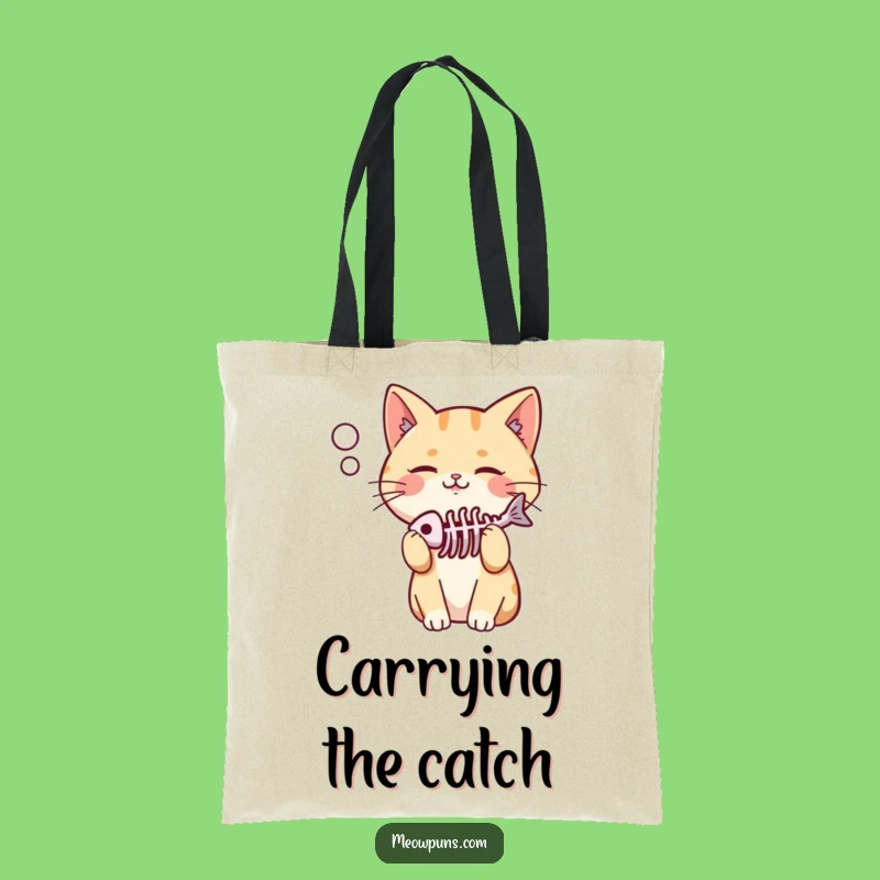 Funny Cat Fish Skeleton Tote Bag: Carry Your Feline Secrets