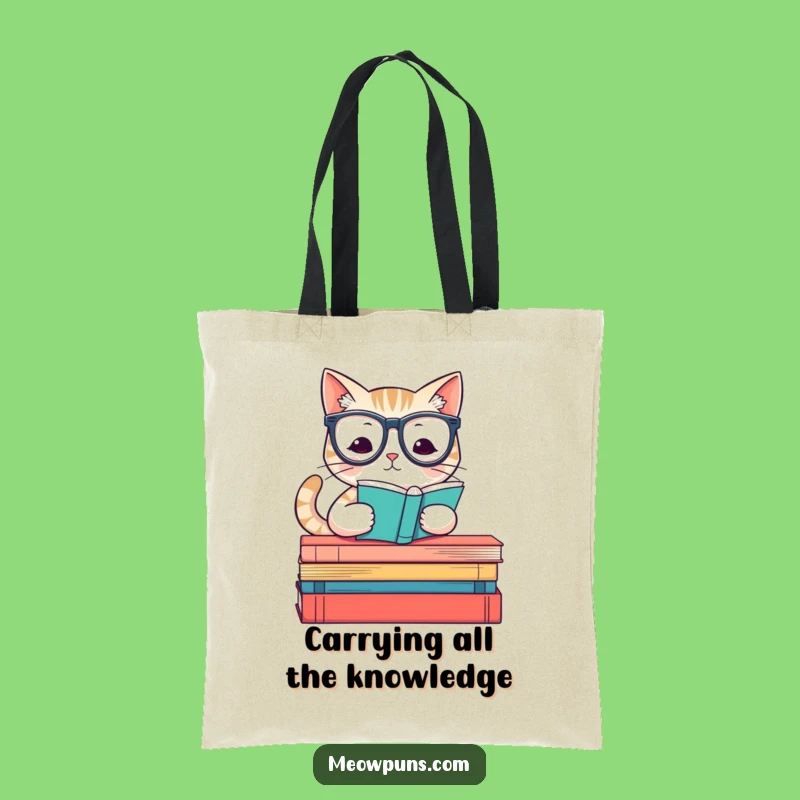 Funny Bookish Cat Tote Bag - Carry Your Books with Literary Humor