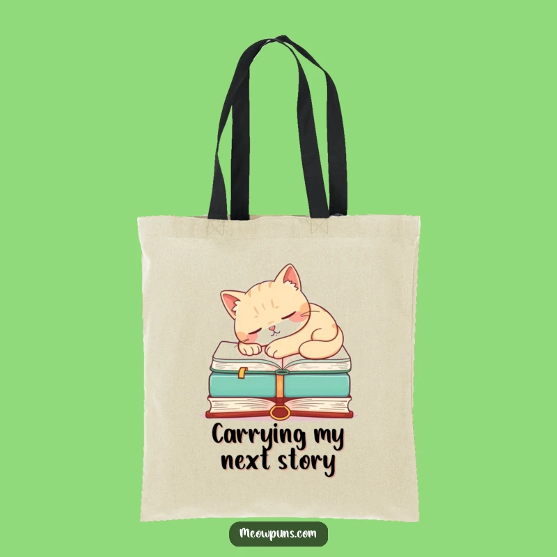 Funny Cat Napping Book Tote Bag - Stylish & Hilarious Carry-all for Bookworms