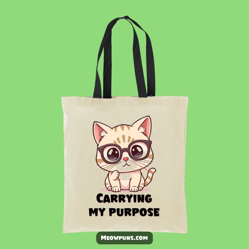 Funny Cat Spectacles Laser Pointer Tote Bag - Gift for Bookish Felines!