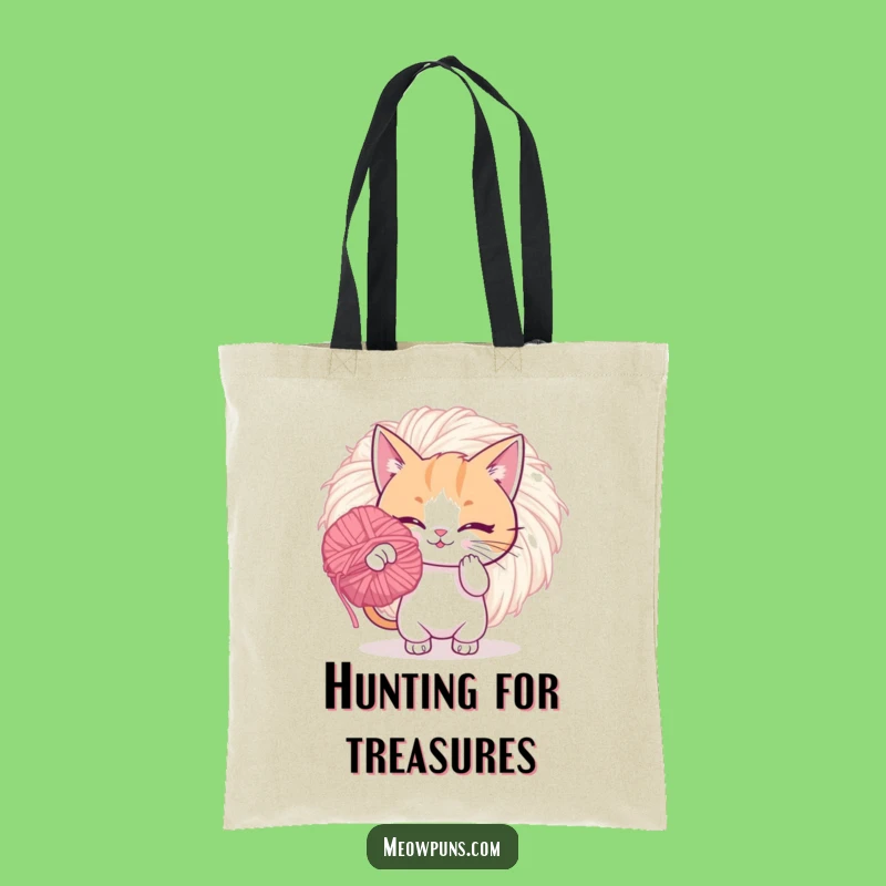 Funny Cat Yarn Pom Tote Bag: Carry Your Fun Everywhere!