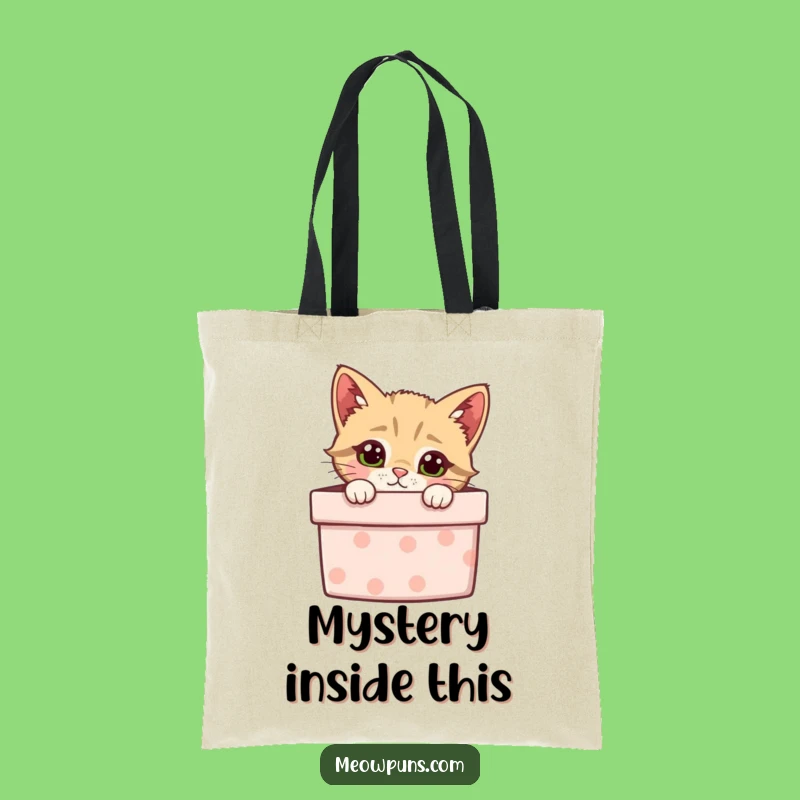 Funny Curious Cat Gift Box Tote Bag - Stylish & Hilarious Carry-all for Surprise Enthusiasts