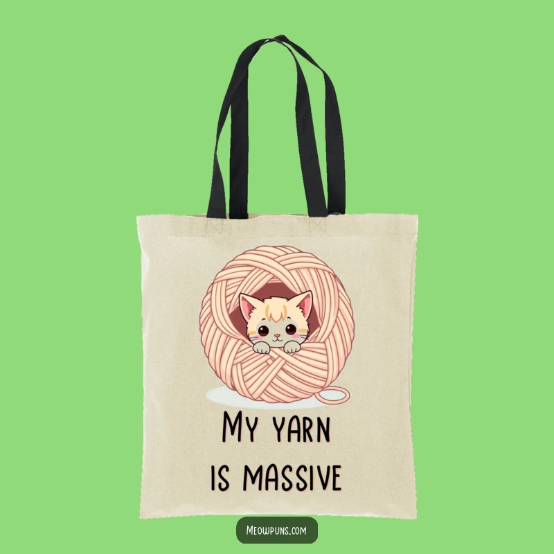 Funny Cat Yarn Tote Bag - Cute & Hilarious Cat Lover Accessory